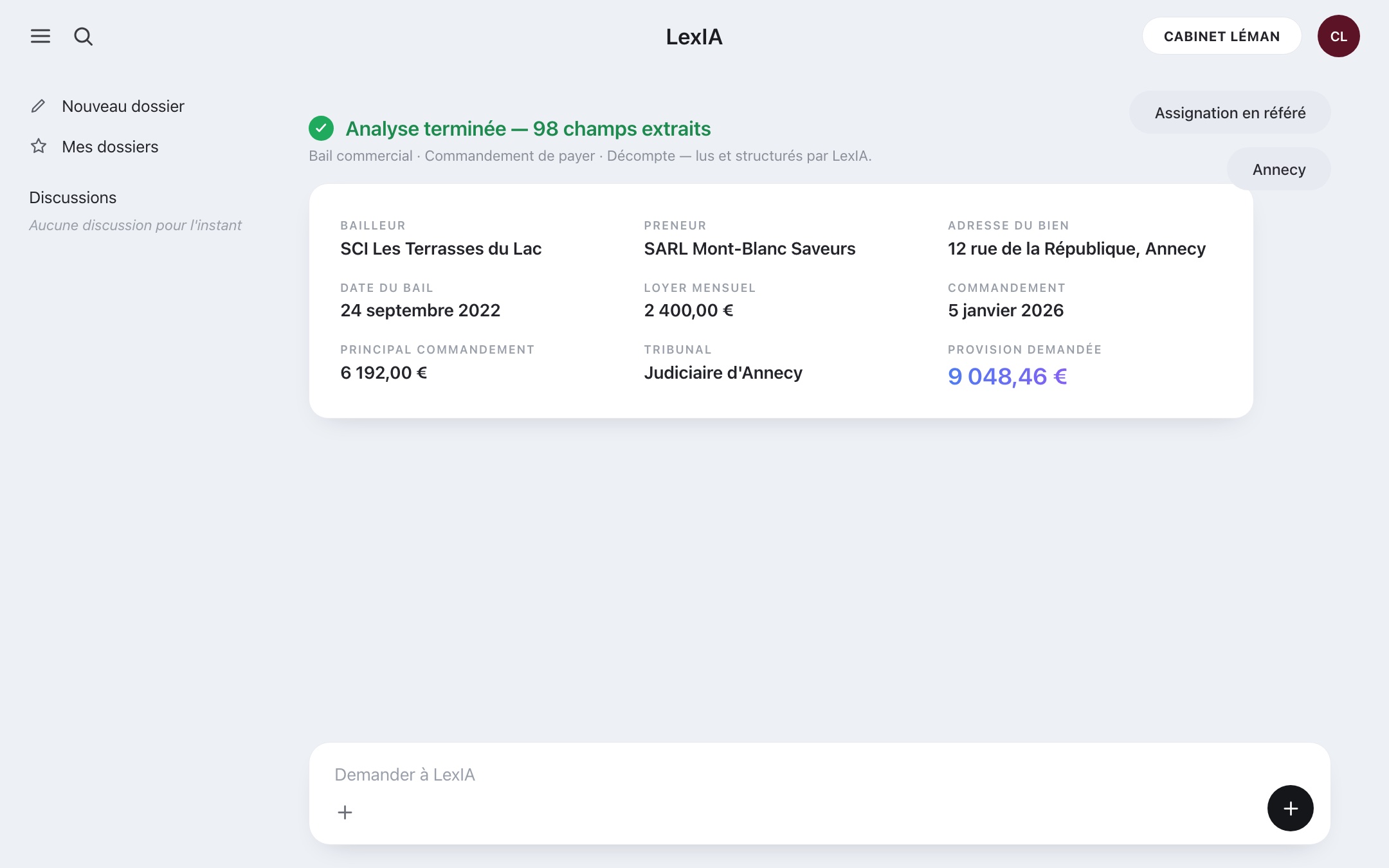 LexIA — 98 champs extraits